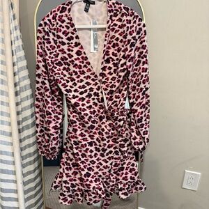 Aqua Pink Leopard Print Mini Dress